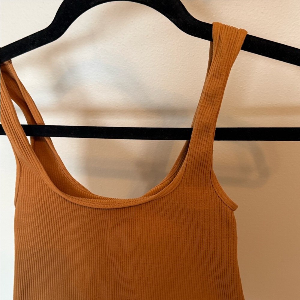 Free People Ribbed Tank Top in Burnt Orange/brown